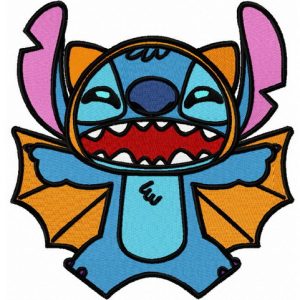 Stitch in bat costume embroidery design