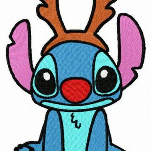 Stitch wears horns embroidery design