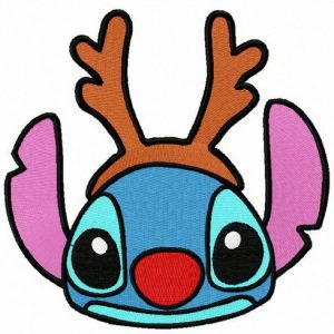 Stitch with deer horns embroidery design