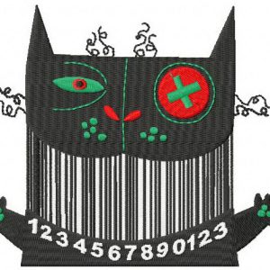 Barcode cat embroidery design