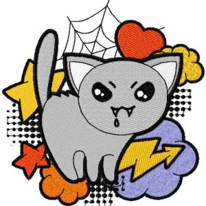 Strange cat embroidery design