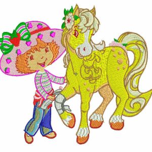 Strawberry Shortcake with Honey Pie Pony embroidery design