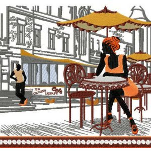 Street cafe embroidery design