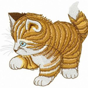 Striped kitten embroidery design