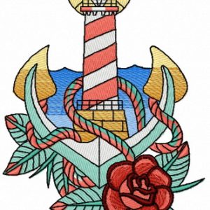 Striped lighthouse 2 embroidery design
