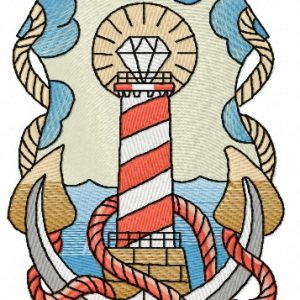 Striped lighthouse 3 embroidery design