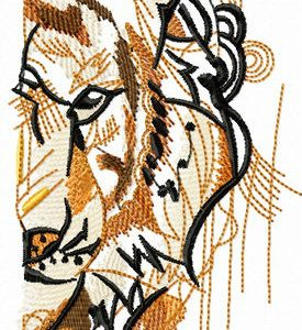 Striped predator's muzzle embroidery design