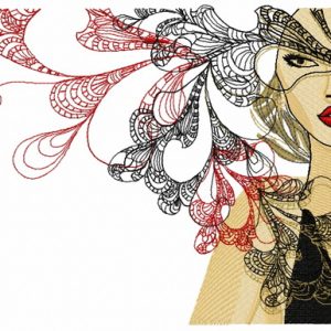 Stylish girl embroidery design