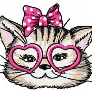 Stylish kitten embroidery design