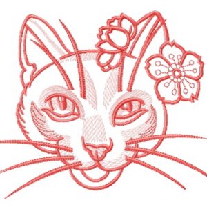 Stylish kitty one color embroidery design