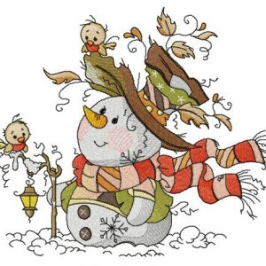 Stylish snowman embroidery design