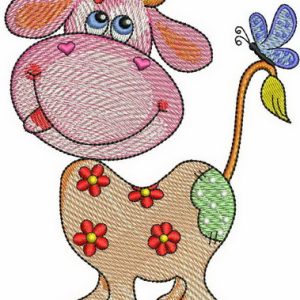 Summer cow embroidery design