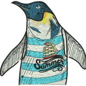 Summer penguin embroidery design
