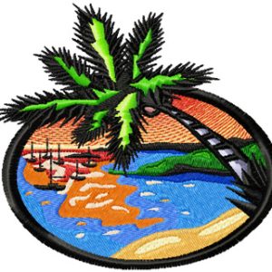 Sun Beach embroidery design
