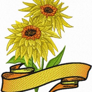 2 Sunflowers with Banner embroidery design