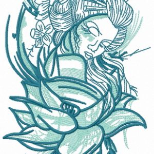 Sunset geisha 2 embroidery design