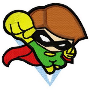 Superboy attacks embroidery design