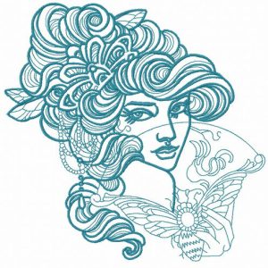 Supercilious girl 3 embroidery design
