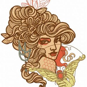 Supercilious girl embroidery design