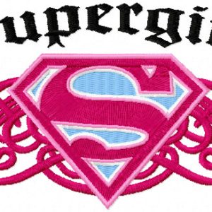 Supergirl vintage logo embroidery design