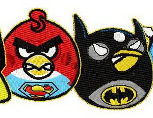 Superheroes angry birds embroidery design