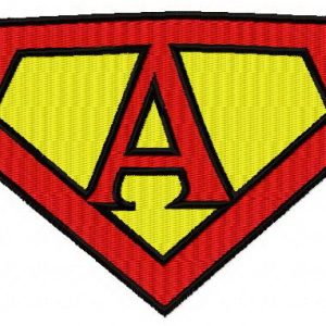 Superman alphabet letter A embroidery design