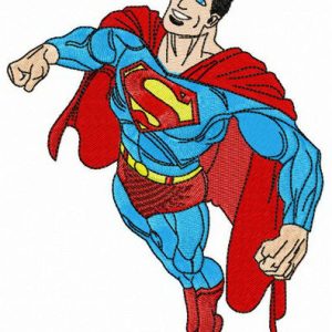 Superman flying to rescue embroidery design