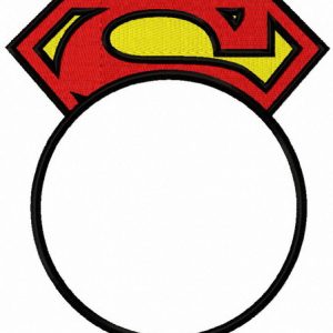 Superman round monogram embroidery design