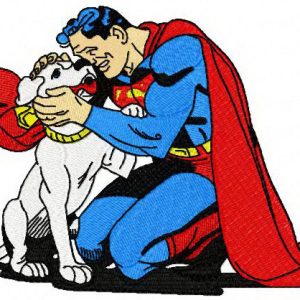 Superman with Krypto embroidery design