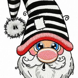 Surprised gnome embroidery design