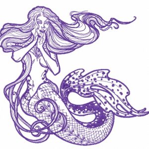 Surpised mermaid 2 embroidery design