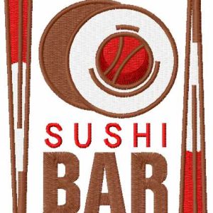 Sushi bar embroidery design