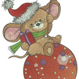 Swinging on Christmas ball embroidery design