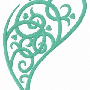 Swirl fancy leaf embroidery design