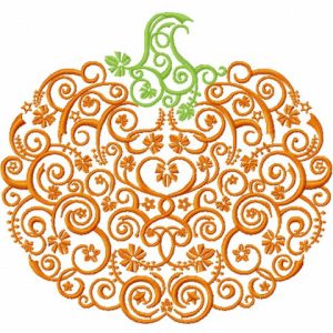 Swirl ornament pumpkin embroidery design