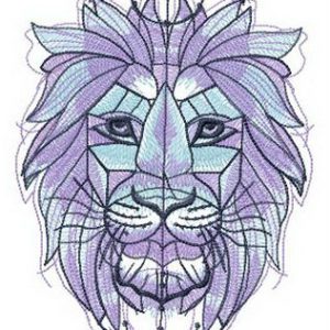 Symmetrical lion embroidery design