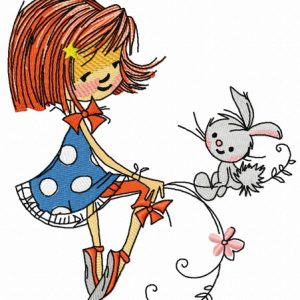 Talking with bunny embroidery design