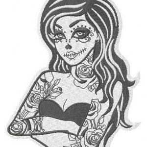 Tattooed girl embroidery design