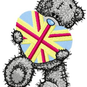 Teddy bear with gift embroidery design