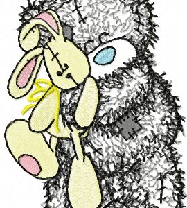 Teddy Bear with toy applique embroidery design