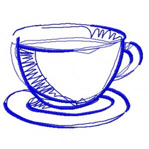 Tea cup embroidery design