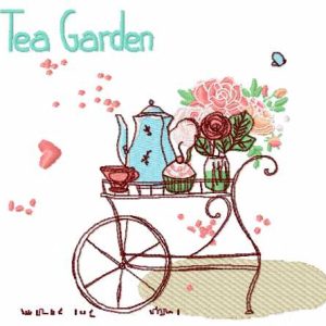 Tea garden embroidery design