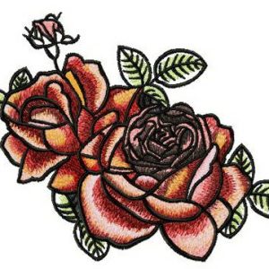 Tea roses with bud embroidery design