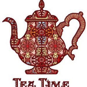 Tea time embroidery design