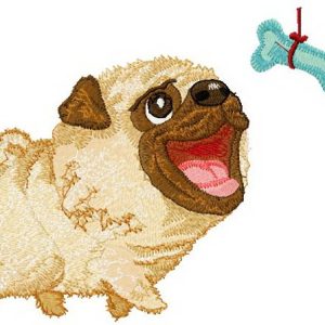 Tease pug-dog embroidery design