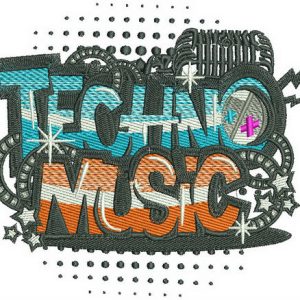 Techno music embroidery design