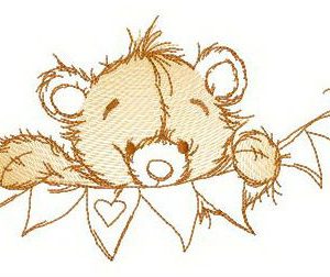 Teddy and paper garland embroidery design