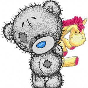 Teddy Baby with toy embroidery design