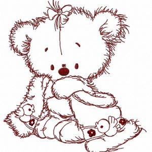 Teddy bear after shower 2 embroidery design