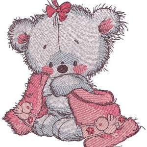 Teddy bear after shower embroidery design